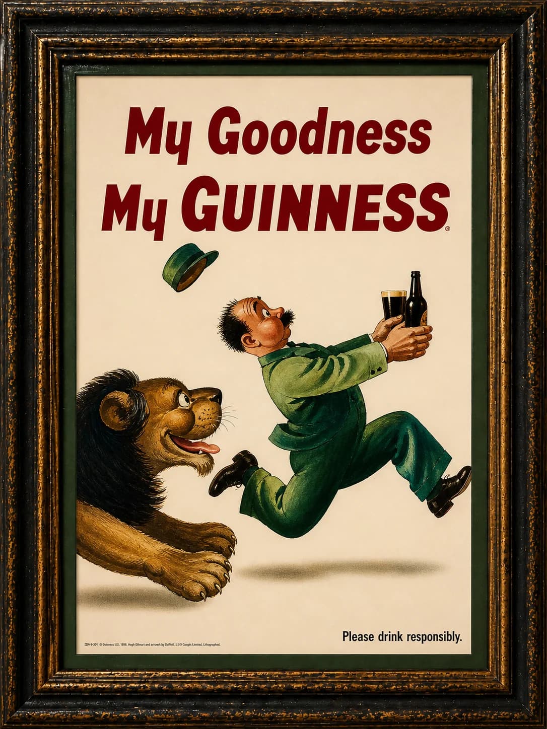 Vintage Guinness spjald með ljón